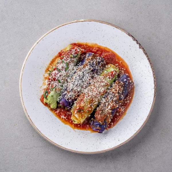 Beef & Cabbage Roll with Freshly Pressed Tomato Sauce